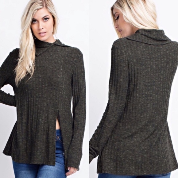 Asymmetrical Turtle Neck Sweater - Picture 1 of 6